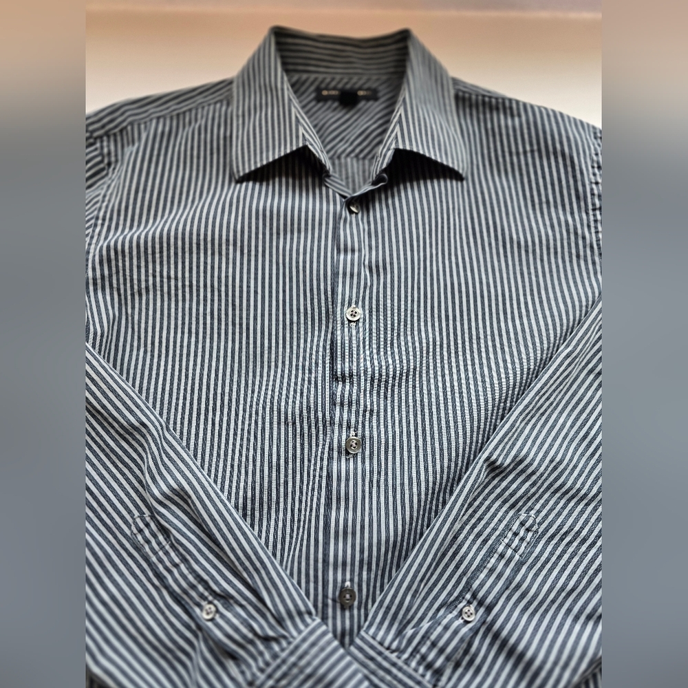 Banana Republic Mens Fitted Striped Button-Up Shirt Office Business Casual